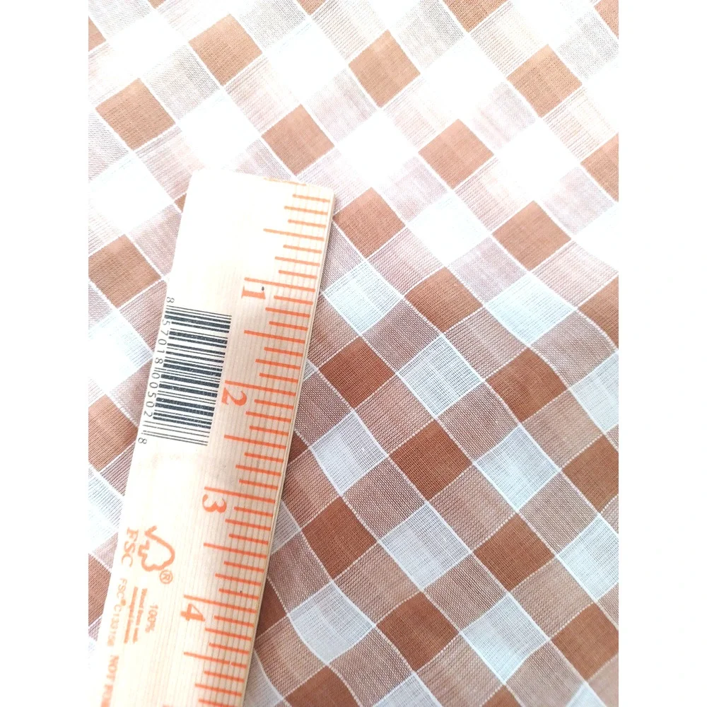 Brown and White Check Lightweight Cotton Blend Fabric 1 Pc 3 1/2 Yards x 43